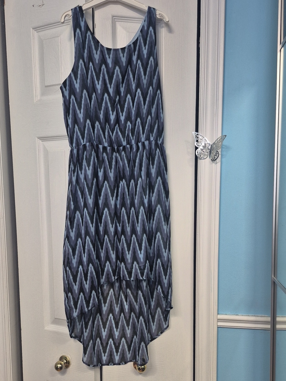 H&M Blue Chevron High-Low Tank Dress